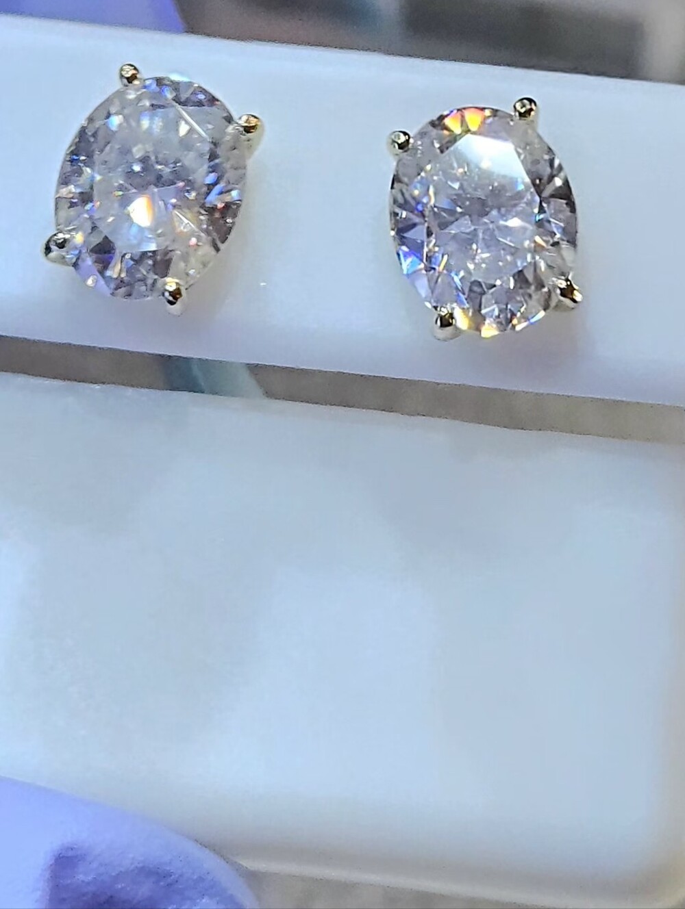 NWT 6.00 CTW Oval Cut Moissanite Stud Earrings 925 Sterling Silver VVS1